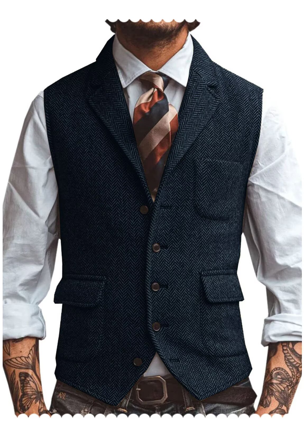 Men's navy tweed vest 