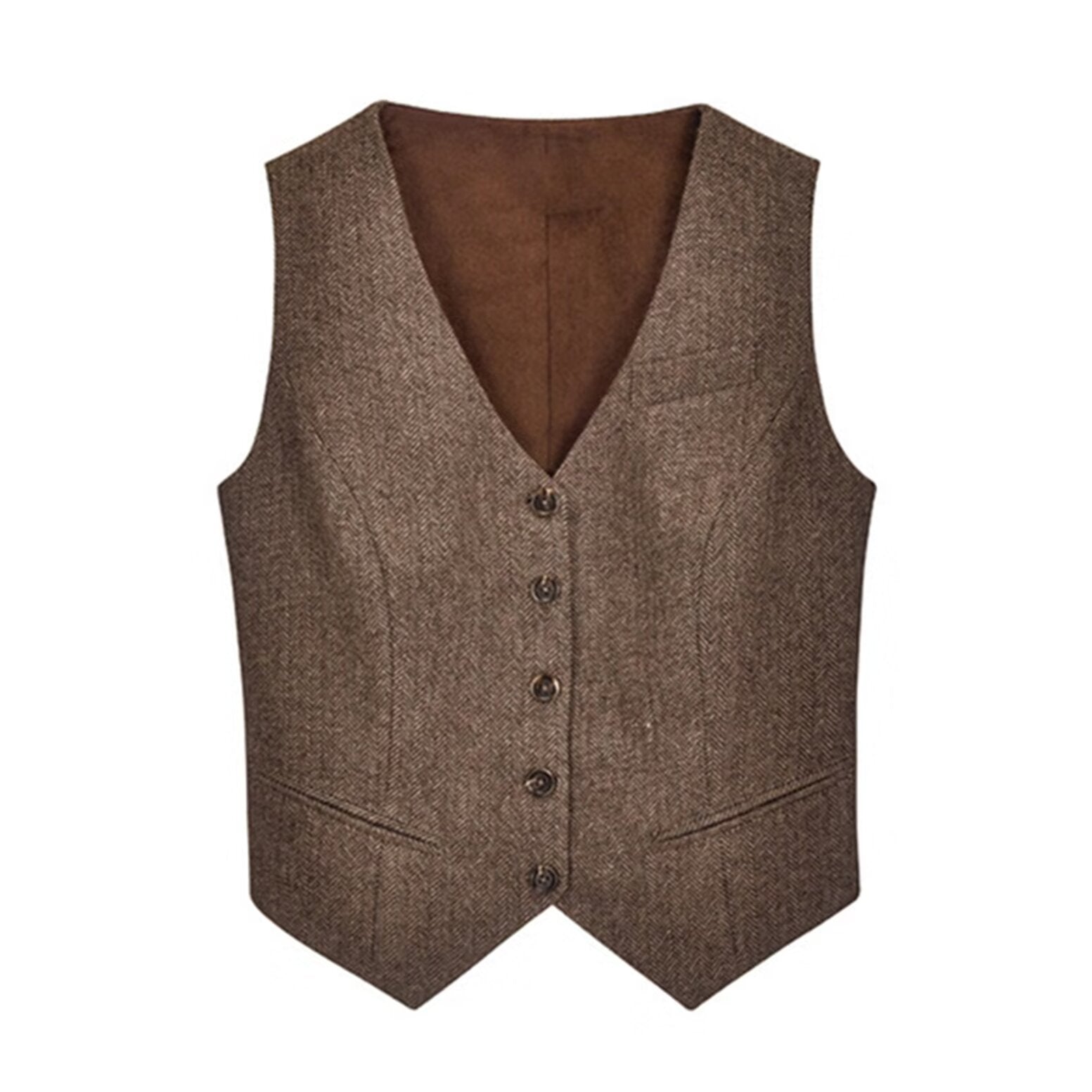 Women's khaki tweed vest 