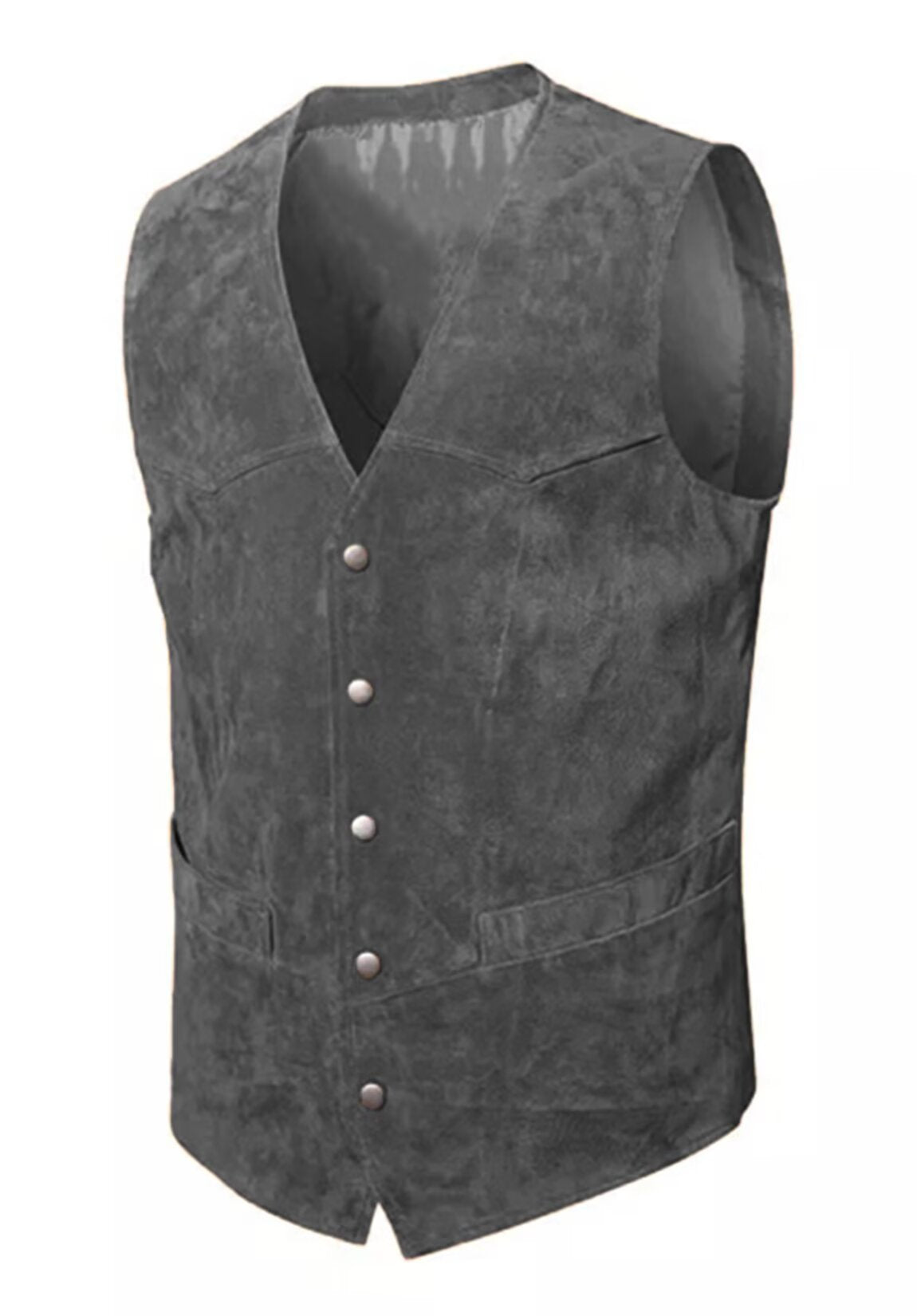 Men's dark gray suede vest 