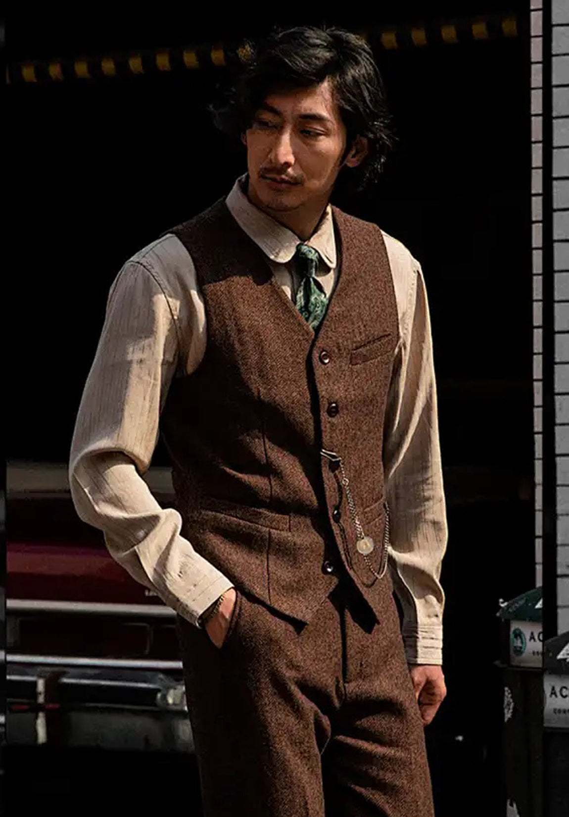 Men's gray tweed vest