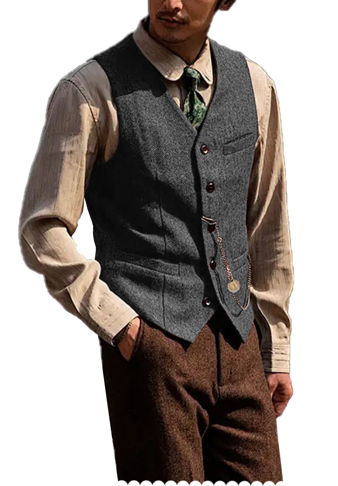 Men's gray tweed vest
