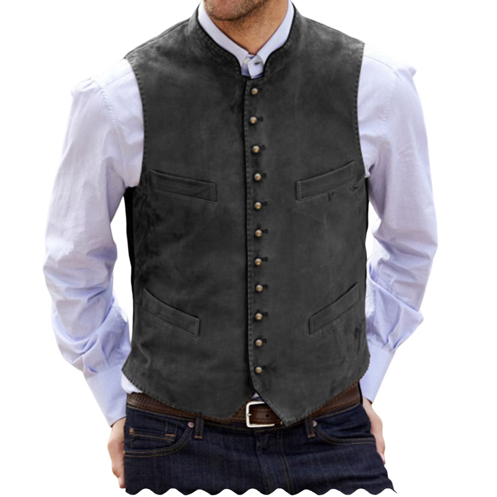 Men's dark gray suede vest 