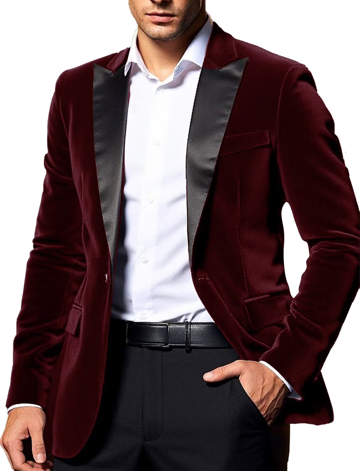 Men's burgundy Velvet Jacket