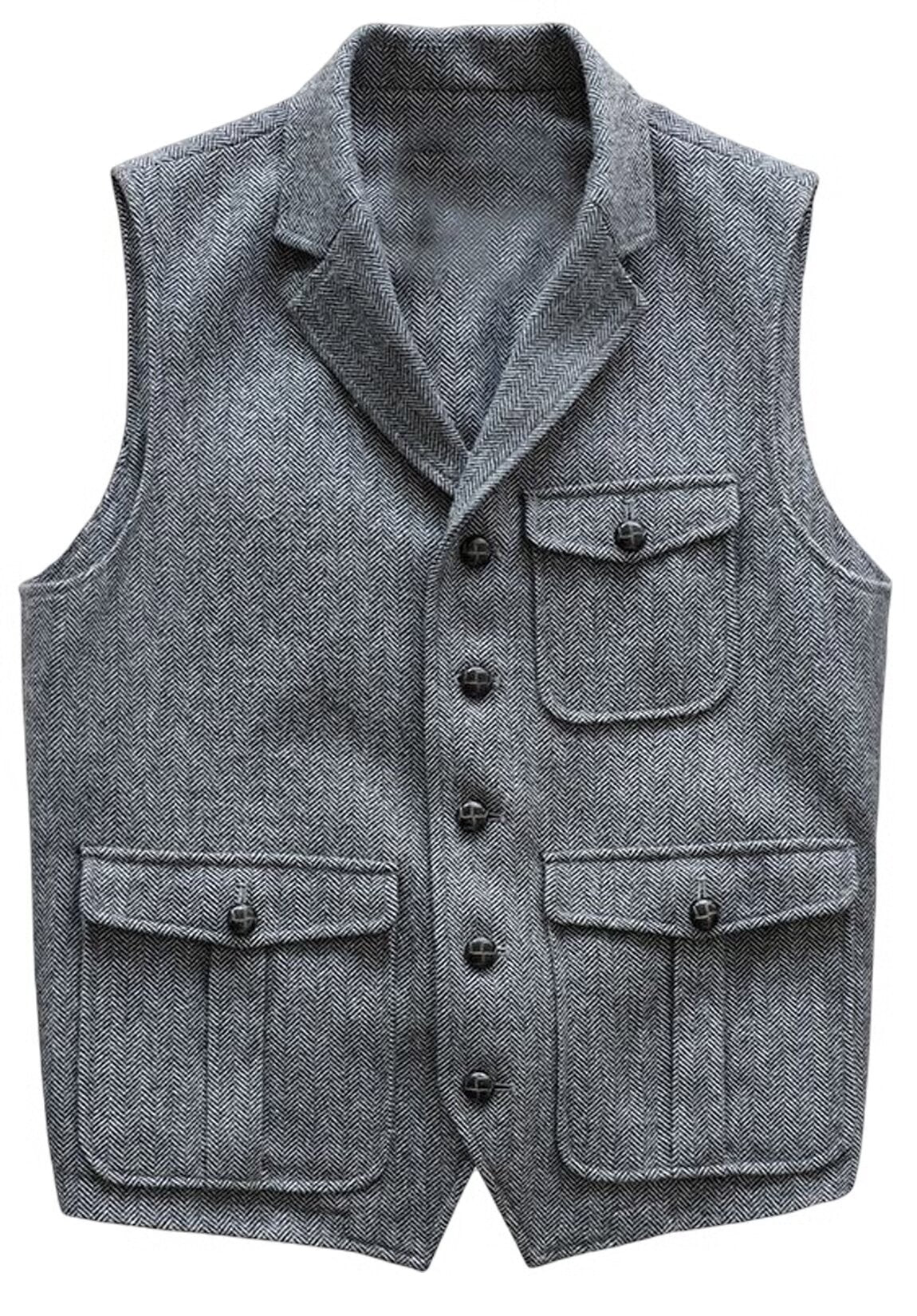Men's gray tweed vest