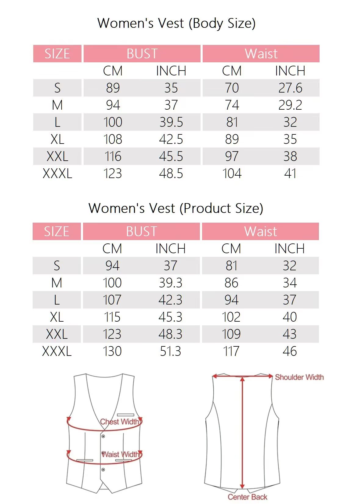 Women's pink vest 
