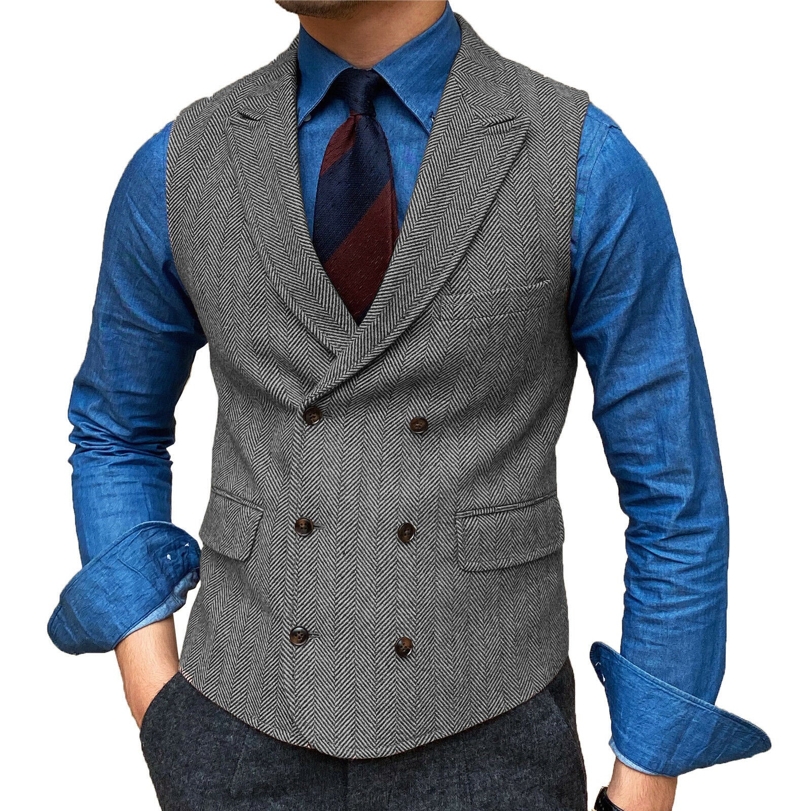 Men's gray tweed vest  