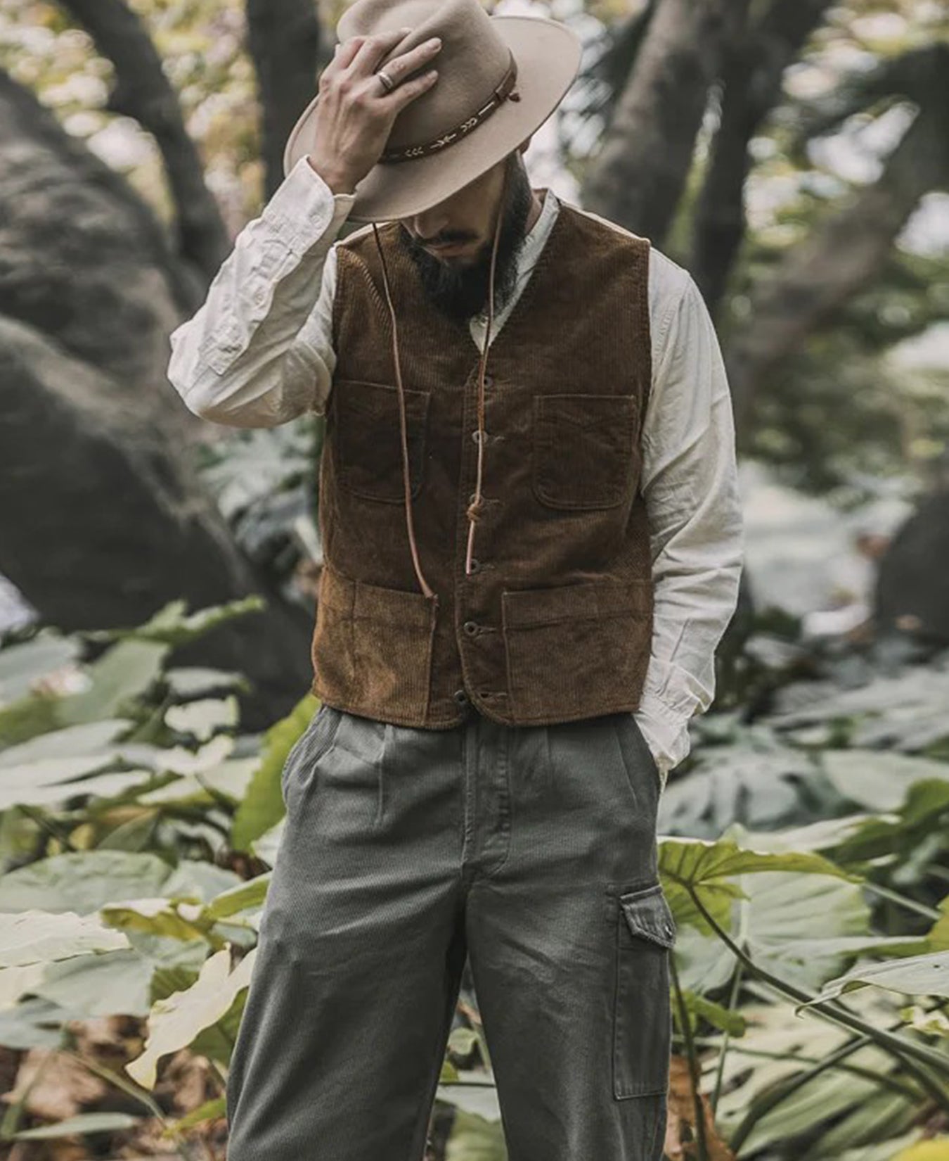 Men's navy blue corduroy vest 